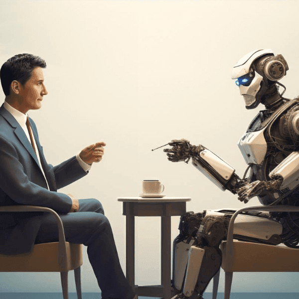 AI robot conducting an interview